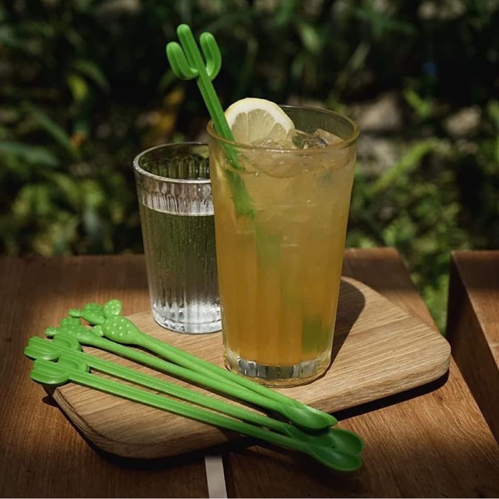 6 pc Novelty Cocktail Stirring Spoons Cactus Shaped